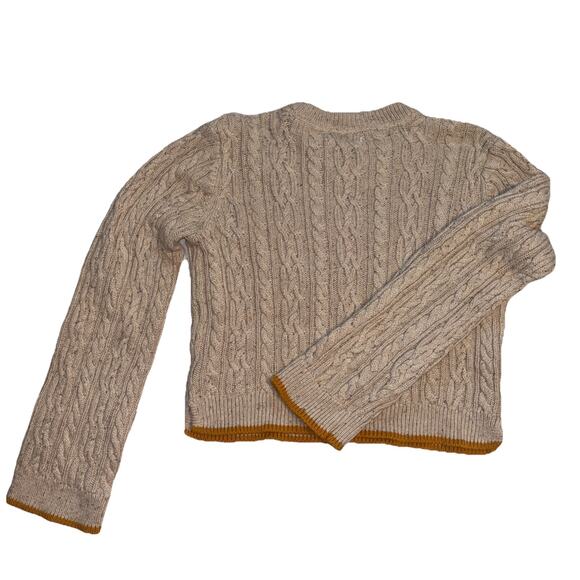 Designer Cynthia Rowley Girls Large 10-12 Tan/Beige Cable Knit Cotton Sweater - Picture 2 of 7
